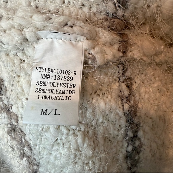 Altar'd State Fuzzy Striped Cardigan - Cream and Gray super soft - Picture 3 of 6